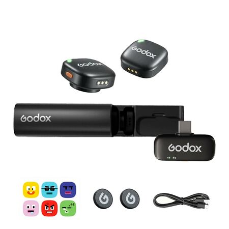Kit x2 Micrófono Inalámbrico Godox C01 Kit 2 USB-C Celular y PC 200m Cancelación de Ruido