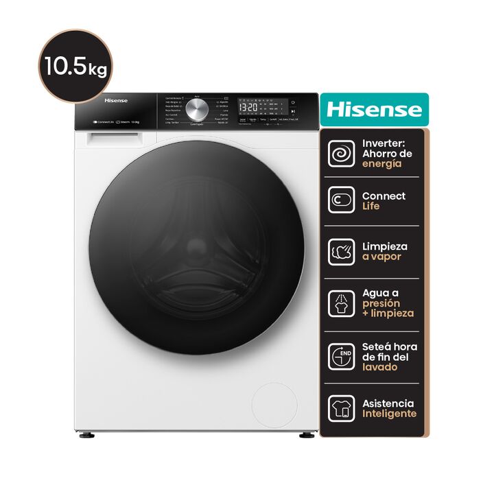 Lavarropas Hisense Wf3s1043bw Inverter Frontal 10,5kg 1400rpm A+++ - Vista principal