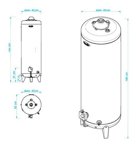 Termotanque A Gas Escorial 120lts Multigas Conexion Superior - Vista 7
