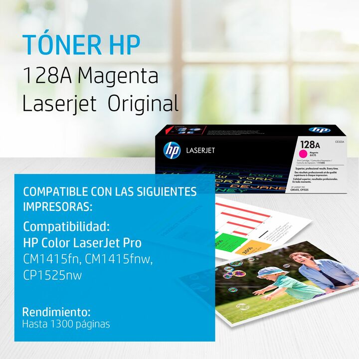 Tóner Hp 128a Magenta Laserjet Original Ce323a - Vista 2