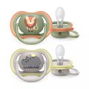Set De Chupetes Avent Ultra Air Deco X2 6-18M Leon E Hippo SCF085/17 - Miniatura 1
