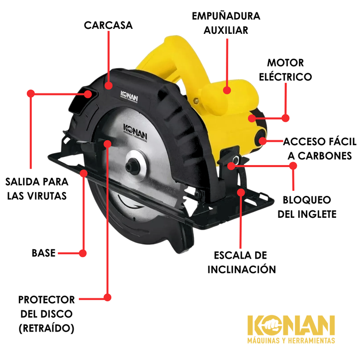 Sierra Circular 1300w Konan 24 Dientes Frecuencia 50 - Vista 4