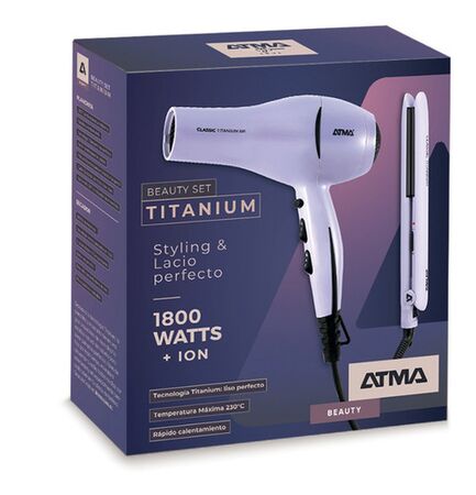Combo Secador Y Planchita Atma Misty Lilac CK4020P