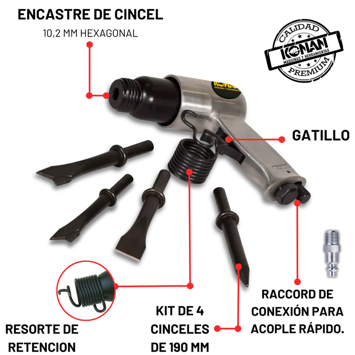 Kit De Herramientas Neumáticas Prof 71 Pcz Konan - Vista 8