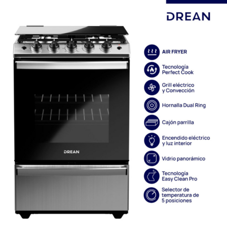 COCINA DREAN CD5617AI0 MULTIGAS INOX CON TAPA 56CM