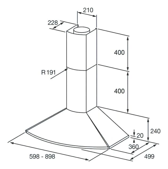 Campana Spar Convexa 60cm De Pared C/salida Acero Inoxidable - Vista 2