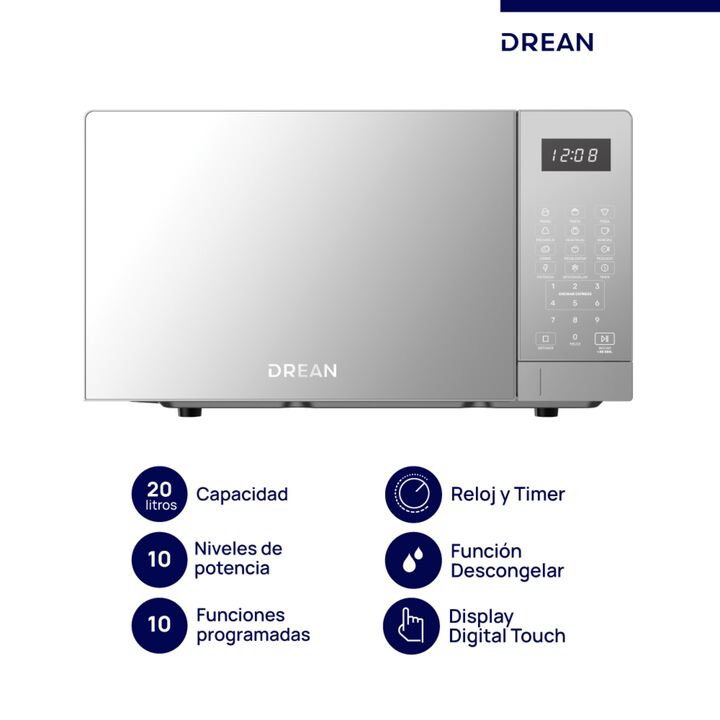 MICROONDAS DREAN HMD20ARSBO 20L.10 NIV.SIDPLAY TOUCH SILVER - 4609387  - Vista principal
