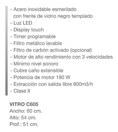 Campana De Pared Ormay Vitro C605 Touch 60 Cm