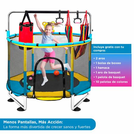 Cama Elastica Gadnic 1.4m Con Red Seguridad Juegos Incluidos Estructura Galvanizada Hasta 100kg Interior