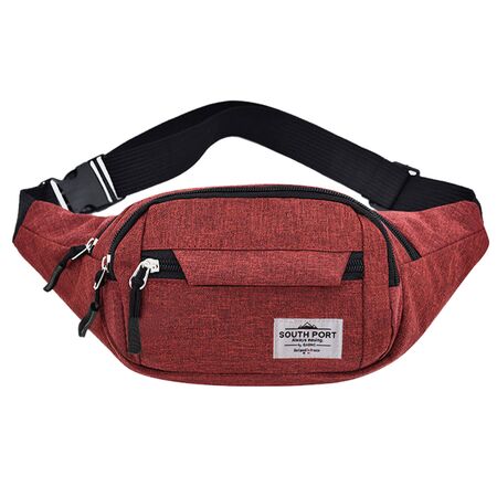 Riñonera Bandolera Roja South Port Ajustable con Cierres