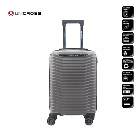 Valija Gris Carry ON Unicross ABS 20 Ideal Cabina Ruedas 360