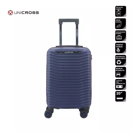Valija Azul Carry ON Unicross ABS 20 Ideal Cabina Ruedas 360