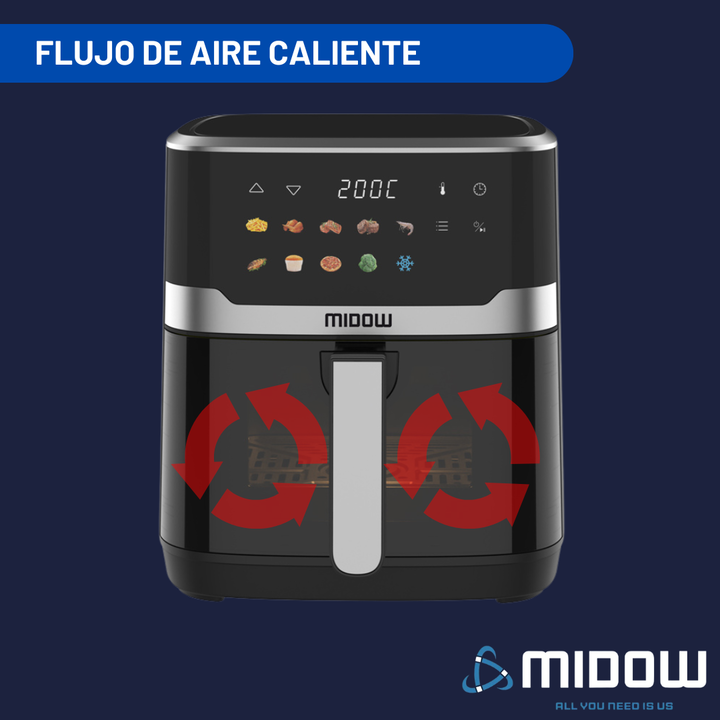 Freidora de aire con pantalla táctil Digital 6.5L Midow - Vista 8