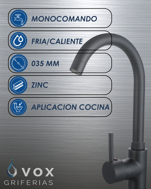 Griferia De Cocina Canilla Monocomando Vox Pico Cisne - Vista 3