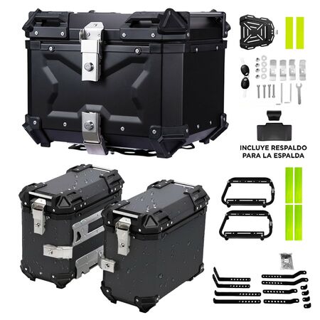 Kit Baules Moto Vetra By Gadnic 45L Trasero 2 Laterales 38L Aluminio Impermeables Universal