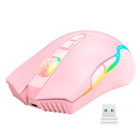 Mouse Rosa Inalámbrico Gamer Onikuma CW905 con Luz RGB