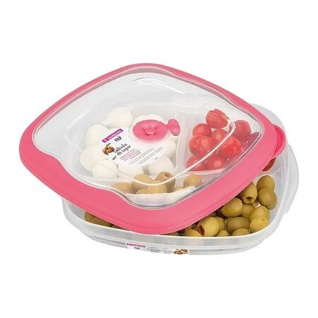 Snack Box Tres Divisiones 1.5Lts. Rosa 71657