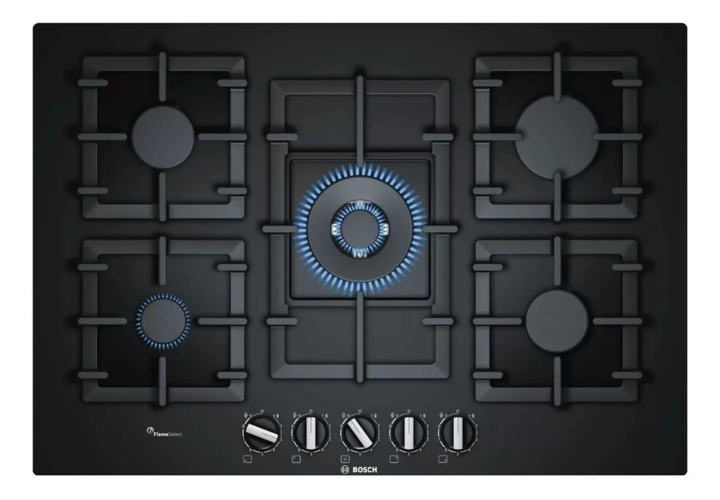 Anafe a gas Negro BOSCH 5 hornallas75 cm - Vista 1