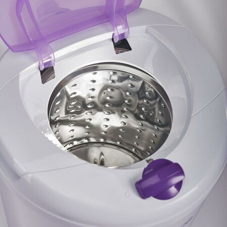 SECARROPAS KOHINOOR C-765/2 VISION - 6.5KG CON RECIPIENTE, BLANCO Y DETALLES VIOLETAS, CENTRIFUGO