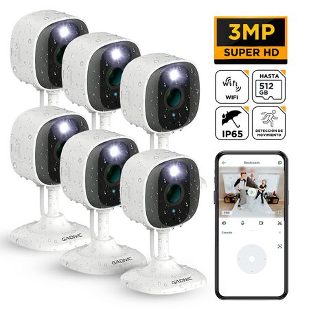 KIT X6 Cámara de Seguridad WiFi Gadnic Mini-G 2K Exterior Interior