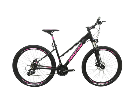 Bicicleta Raleigh Mojave 2.0 D - Talle 18"-M - Negro-Rosa - Cuadro de aluminio - Frenos a discos mecanicos - 21 Vel. - Rodado 27.5"