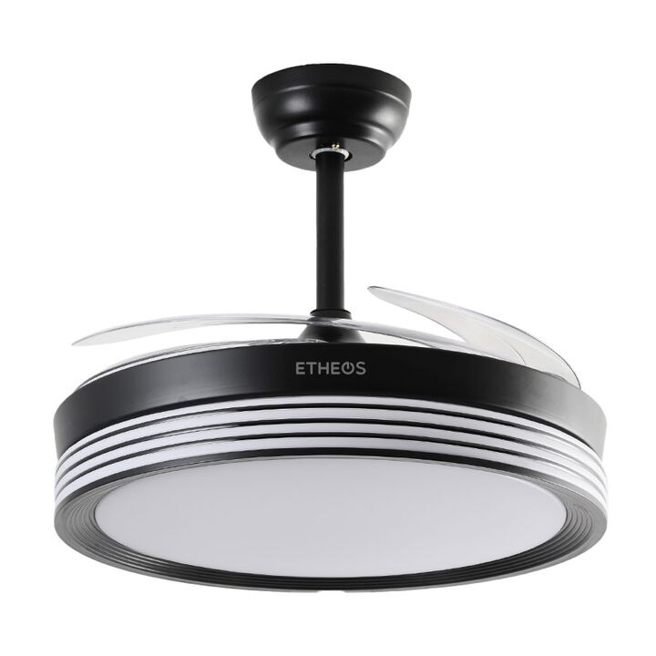 Ventilador De Techo Retráctil Etheos GVTI-VTRN Negro Luz Led Control - Vista 2
