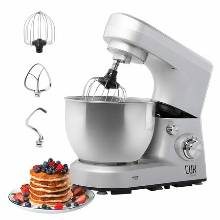 Batidora Planetaria Plateada Cuk By Gadnic B52 1200w Bowl Acero Inoxidable 5Lts 6 Velocidades