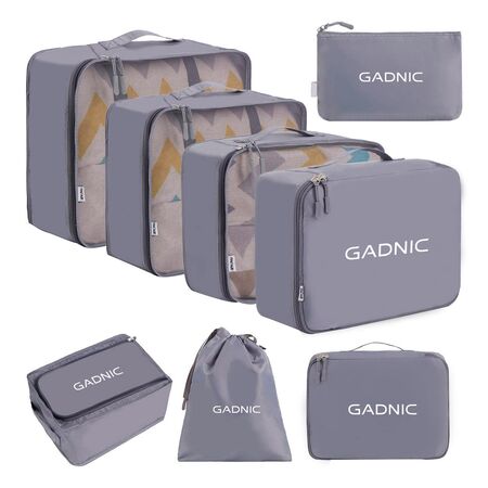 Set Organizadores de Viajes Gris Gadnic 8 Piezas Ropa Zapatos Neceser