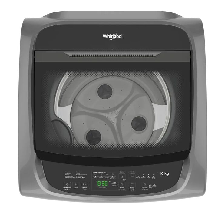 Lavarropas WHIRLPOOL WW10HTB 10kg 740rpm carga superior gris - Vista 3