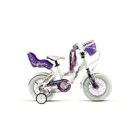 Bicicleta Raleigh Cupcake / Blanco/Violeta / Frenos V-Brake / Cuadro de aluminio / 1Vel. / Rodado 12"