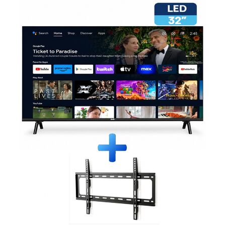Combo Smart Tv Bgh B3222s5a 32 Pulgadas Android Tv Hd Control Voz + Soporte LCD Wall Mount 26" a 63" de Regalo