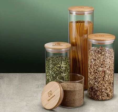 FRASCOS DE VIDRIO CON TAPA DE BAMBU ELECTROLUX. (930000061)