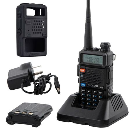 Handy Baofeng UV-5R Bi-Banda 8w 128CH c/ Funda Hasta 10km + 2 Baterías y Manos Libres