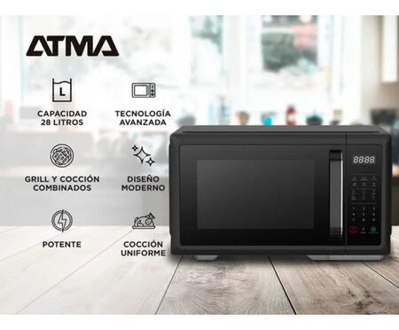Microondas Digital Con Grill Atma 28l 900w Matdgb28uap Negro