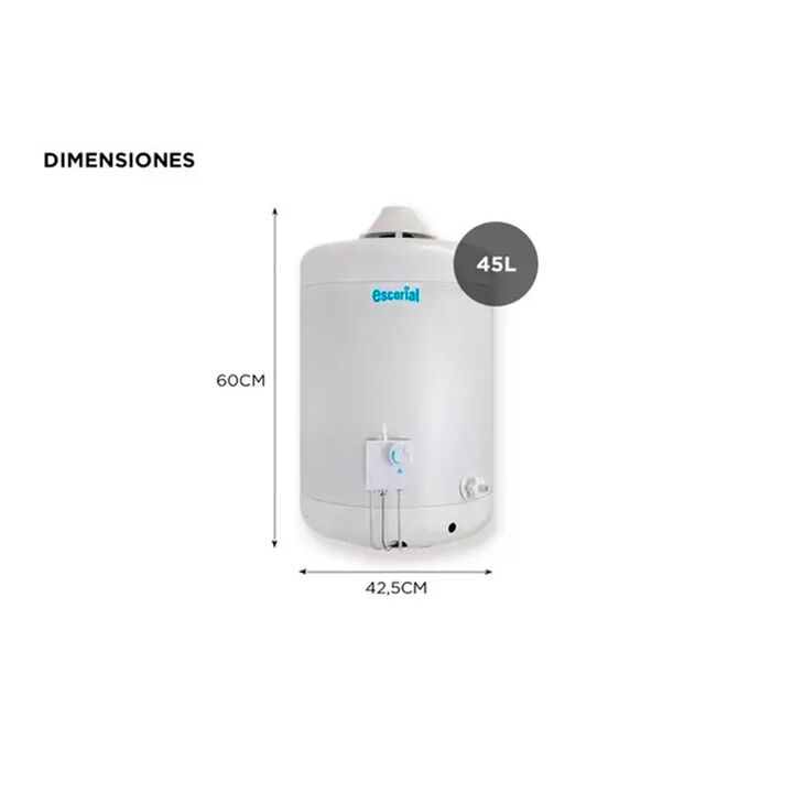 Termotanque Multigas Escorial 45lts Conexión Superior Blanco - Vista 7