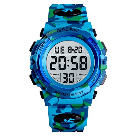 Reloj Digital Para Niños Celeste Gadnic Deportivo Resistente Al Agua
