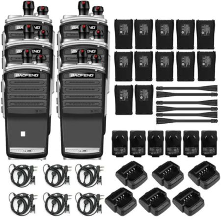 Handy Baofeng KS-305 Profesional Kit x6 5w Hasta 10km + 12 Baterías y 6 Manos Libres