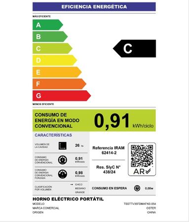 Horno airfryer Oster TSSTTV35FDAR 35L Manual