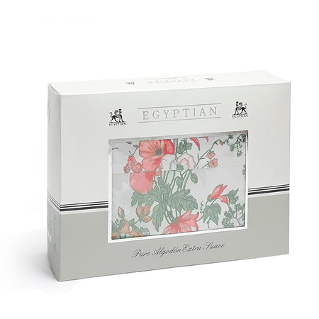 Sábana 200 hilos 100 alg. con vivo en caja Egyptian 2 plazas liso