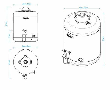 Termotanque a GAS Escorial 45 litros carga superior