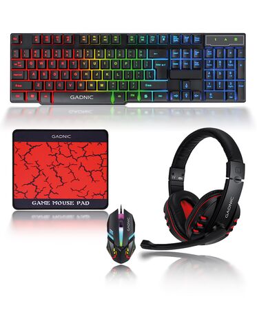 Kit Gamer 4 en 1 Gadnic RGB Teclado Mouse Auricular Mouse Pad