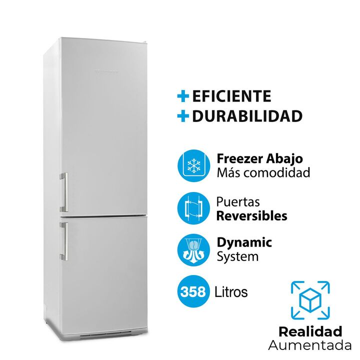 HELADERA C/FREEZER KOHINOOR KHG40/9 - BLANCA 358LTS CICLICA FREEZER C/3 CAJONES - Vista 2