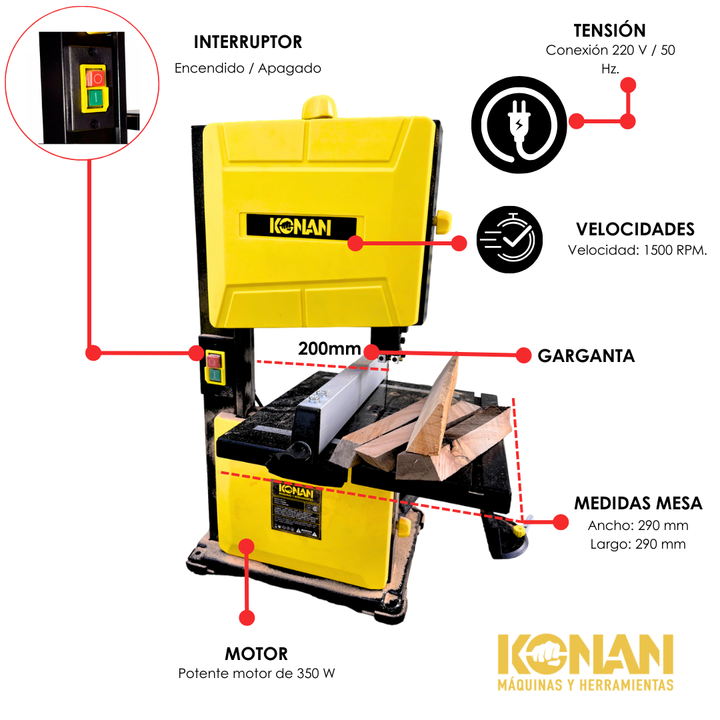 Sierra Konan Sin Fin 300 Mm de 350W - Vista 5