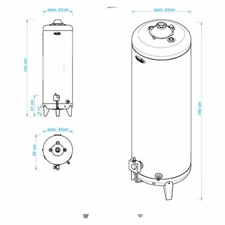 Termotanque a GAS Escorial 120 litros carga inferior