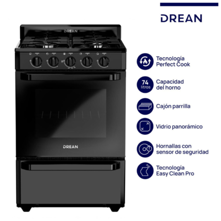COCINA DREAN CD5602AN0 MULTIGAS NEGRA