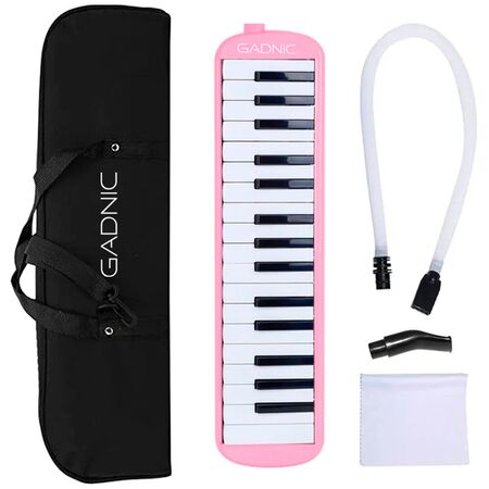 Flauta Melódica Rosa Gadnic Piano 32 Teclas Accesorios