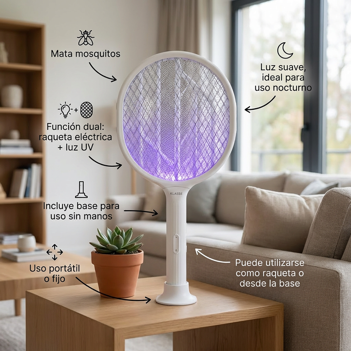 Raqueta Mata Mosquitos Recargable usb Con Base Klasse (KS2400) - Vista 2