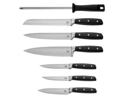 JUEGO DE CUCHILLOS DE COCINA ELECTROLUX, CON AFILADOR Y BASE DE MADERA. (41044558)