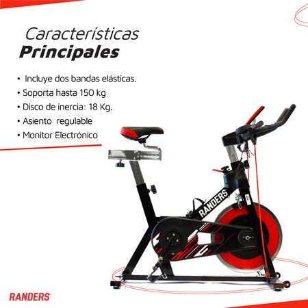 Bicicleta Fija Spinning Randers ARG-880SP Bandas Elásticas 