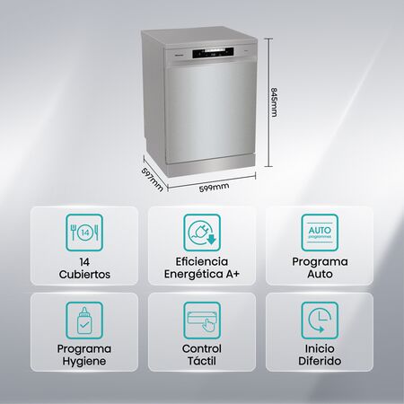 Lavavajillas Hisense HS642D90X 14 Cubiertos Inox